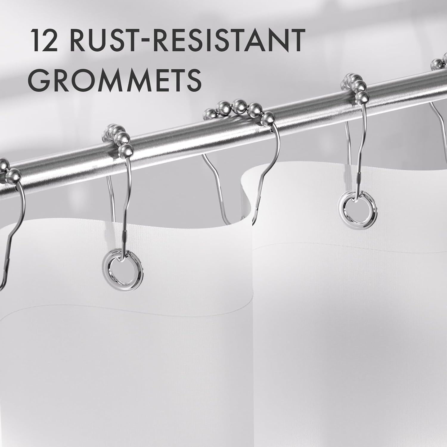 Shower Curtain, Cloth Ombre Black Shower Curtain Set with 12 Hooks, Washable Fabric Black and White Shower Curtain, Rustic Farmhouse Bathroom Shower Curtain, 72x72 Inches