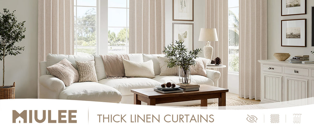 Linen Curtains 84 Inch Length 2 Panels Natural Semi Sheer Curtain with Back Tab Rod Pocket, Light Filtering Window Privacy Burlap Drapes for Living Room Bedroom 42W x 84L Linen