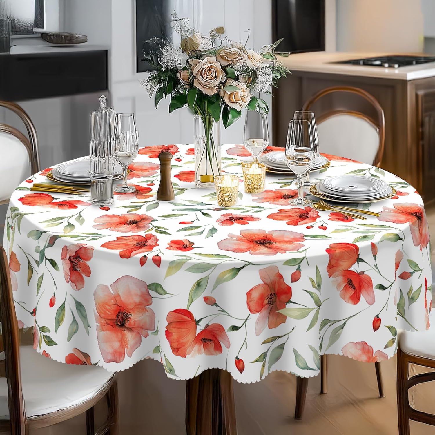 Bohemia Round Tablecloth,Tablecloth Waterproof and Wrinkle-Free, Boho Table Covers, Summer Decorations for Home 60inch
